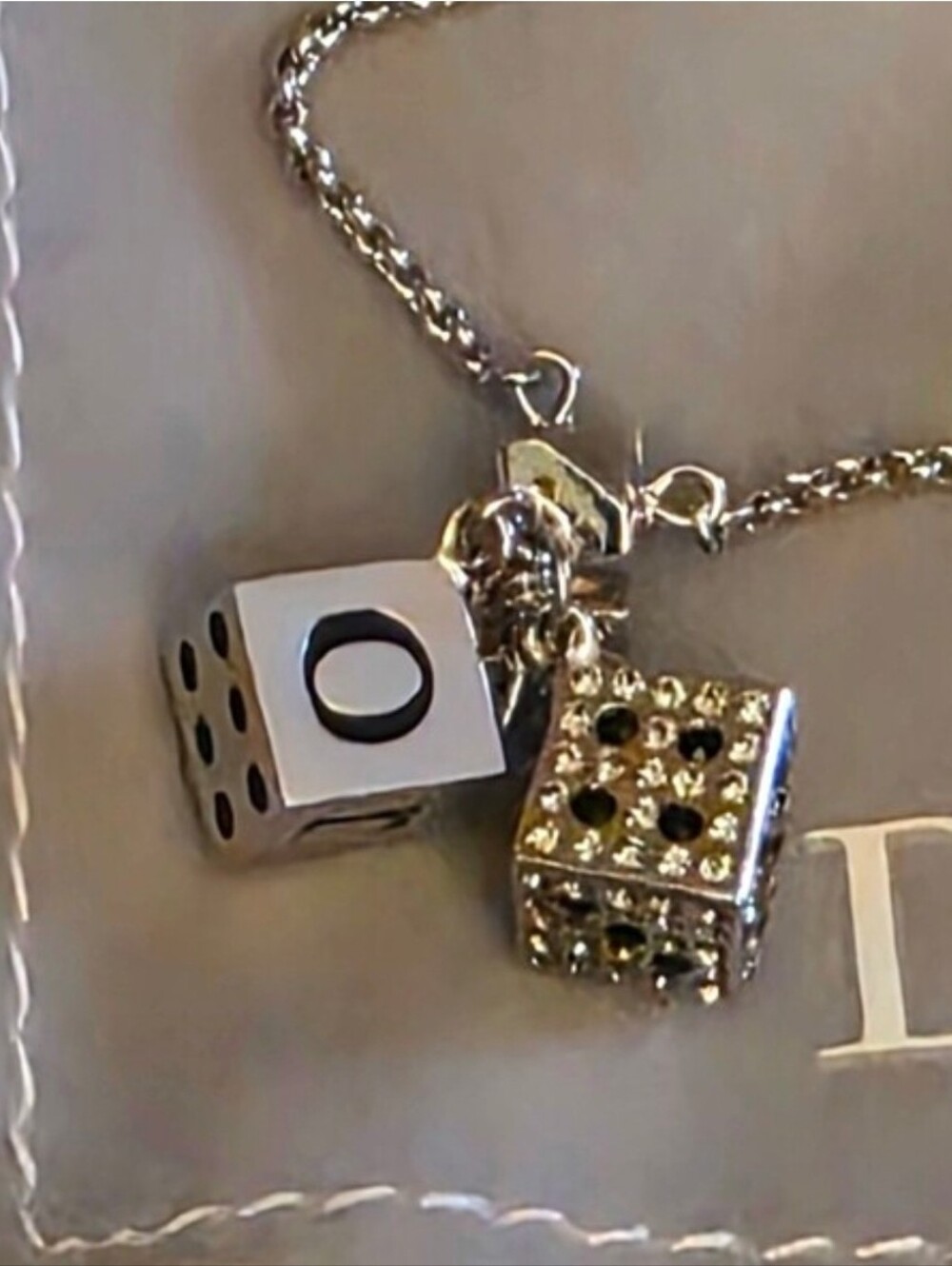 Dior Silver Chain Bracelet with Cube and Crown Charms /NEVER WORN/FULL INCLUSION